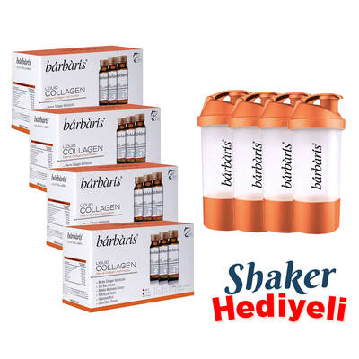 Barbaris Liquid Collagen Takviye Edici Gıda 50 ml 10 adet 4'lü set Shaker Hediyeli