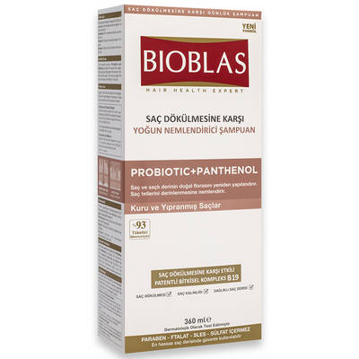 Bioblas Saç Dökülmesine Karşı Yoğun Nemlendirici Şampuan Probiotic + Panthenol 360 ml