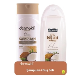 Dermokil - Dermokil Doğal Hindistan Cevizi Şampuan 400 ml + Duş Jeli 500 ml