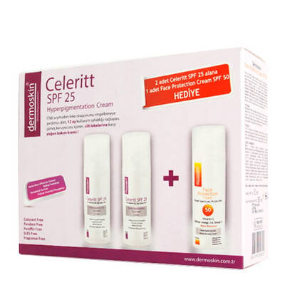 Dermoskin Celeritt Spf25 2x30ml + Face Protection Spf50 Cream 50ml HEDİYE