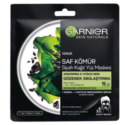 Garnier - Garnier Saf Kömür Siyah Kağıt Yüz Maskesi Gözenek Sıkılaştırma 28gr