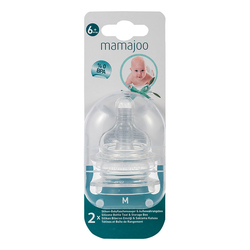Mamajoo - Mamajoo %0 BPA Silikon Biberon Emziği İkili M No.2 6 ay+