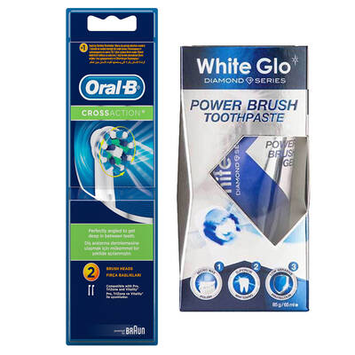 Oral-b Cross Action Diş Fırçası Yedek Başlığı 2 Adet - White Glo Power Brush Toothpaste 65ml