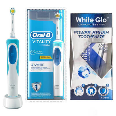 Oral-b Vitality 3d White Şarj Edilebilir Diş Fırçası - White Glo Power Brush Toothpaste 65ml