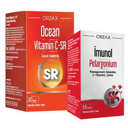 Orzax - Orzax Ocean Vitamin C-SR 30 Tablet + İmunol Pelargonium 15 Kapsül Takviye Edici Gıda HEDİYE