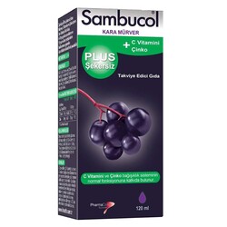 Sambucol - Sambucol Plus Şekersiz C Vitamini + Çinko Takviye Edici Gıda 120 ml