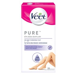 Veet - Veet Pure Bacak ve Vücut Bölgesi Sir Ağda Bantları 20 Adet