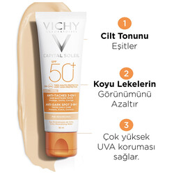 Vichy - Vichy Capital Soleil Spf 50+ Anti Dark Spots Leke Karşıtı Renkli Güneş Kremi 50 ml