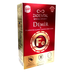 Zade Vital - Zade Vital Demir ve Prebiyotik İçerikli Takviye Edici Gıda 30 Kapsül